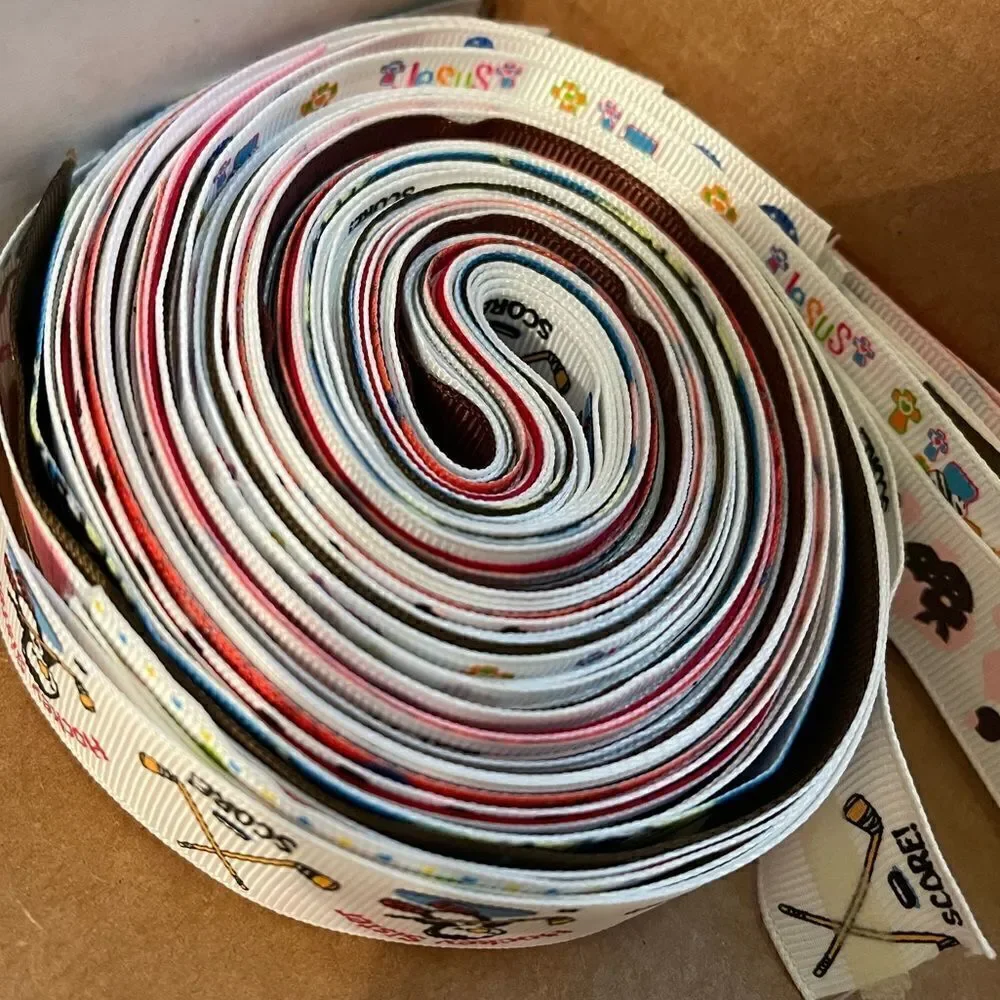 20 yards of 1-yard cut random ribbons NEW printed grosgrain 7/8” 1” bows